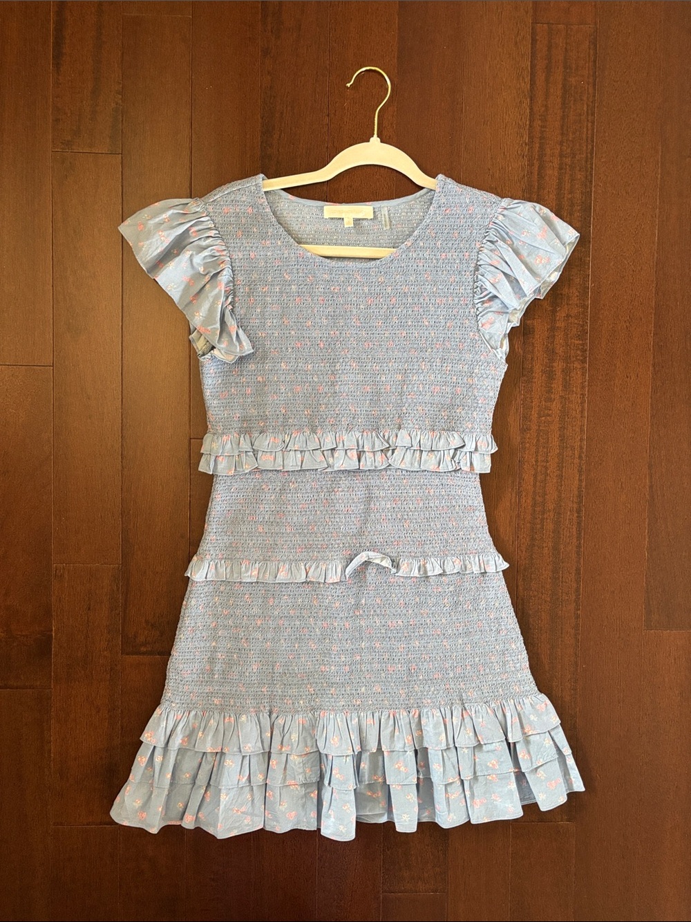 LoveShackFancy Women’s Light Blue Ruffle Dress - Like New
